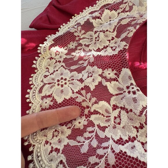 Vintage Jessica McClintock Gunne Sax Girls Christmas Party Dress 6 Red Lace Trim - Picture 9 of 12